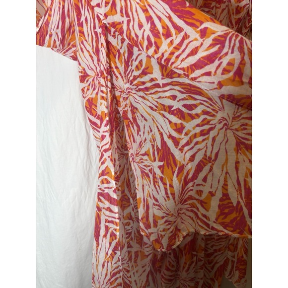 Laundry By Shelli Segal Red Orange Tropical Print Cover Up One Size L31 - Picture 4 of 6